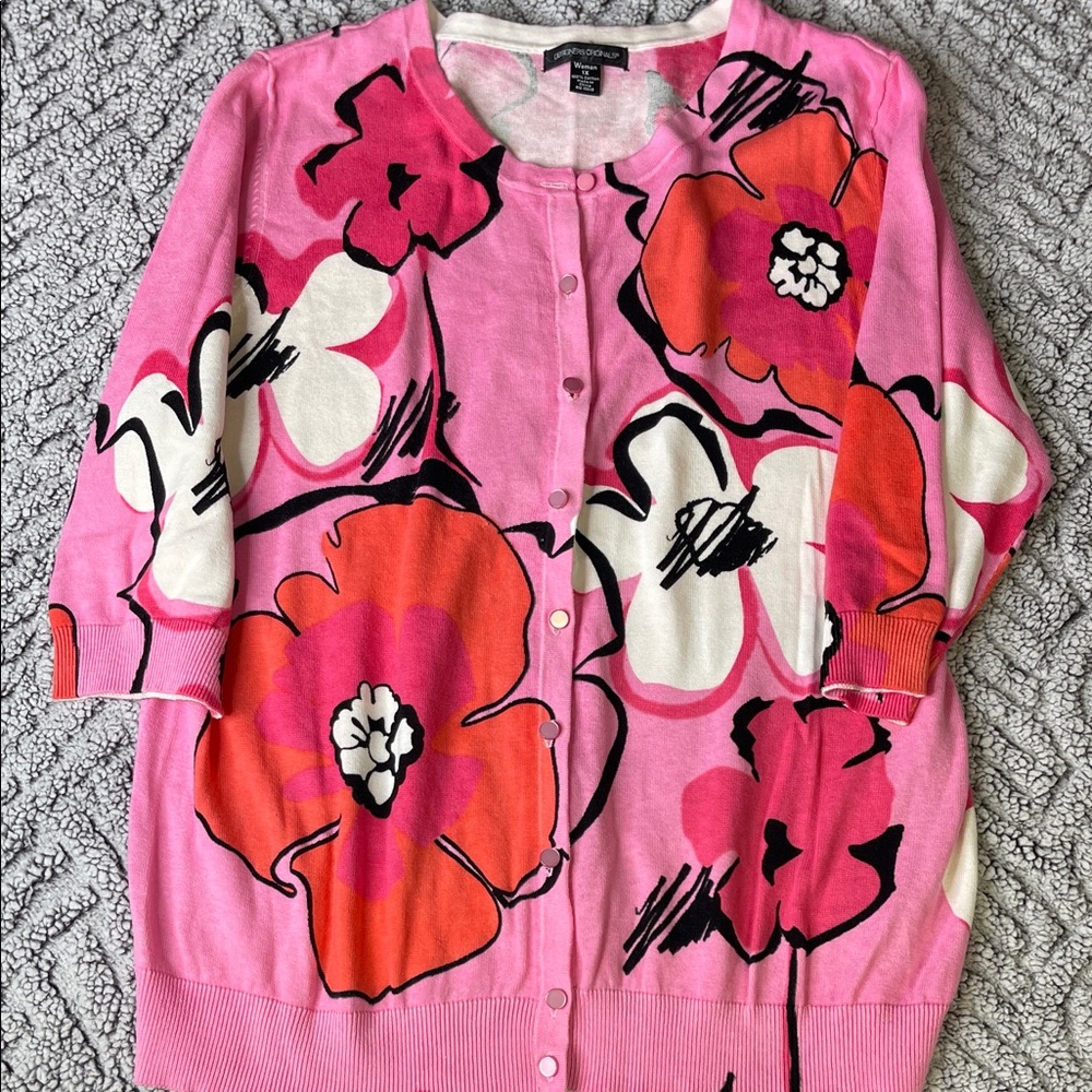 Designers Originals Pink and Orange Floral Cardigan